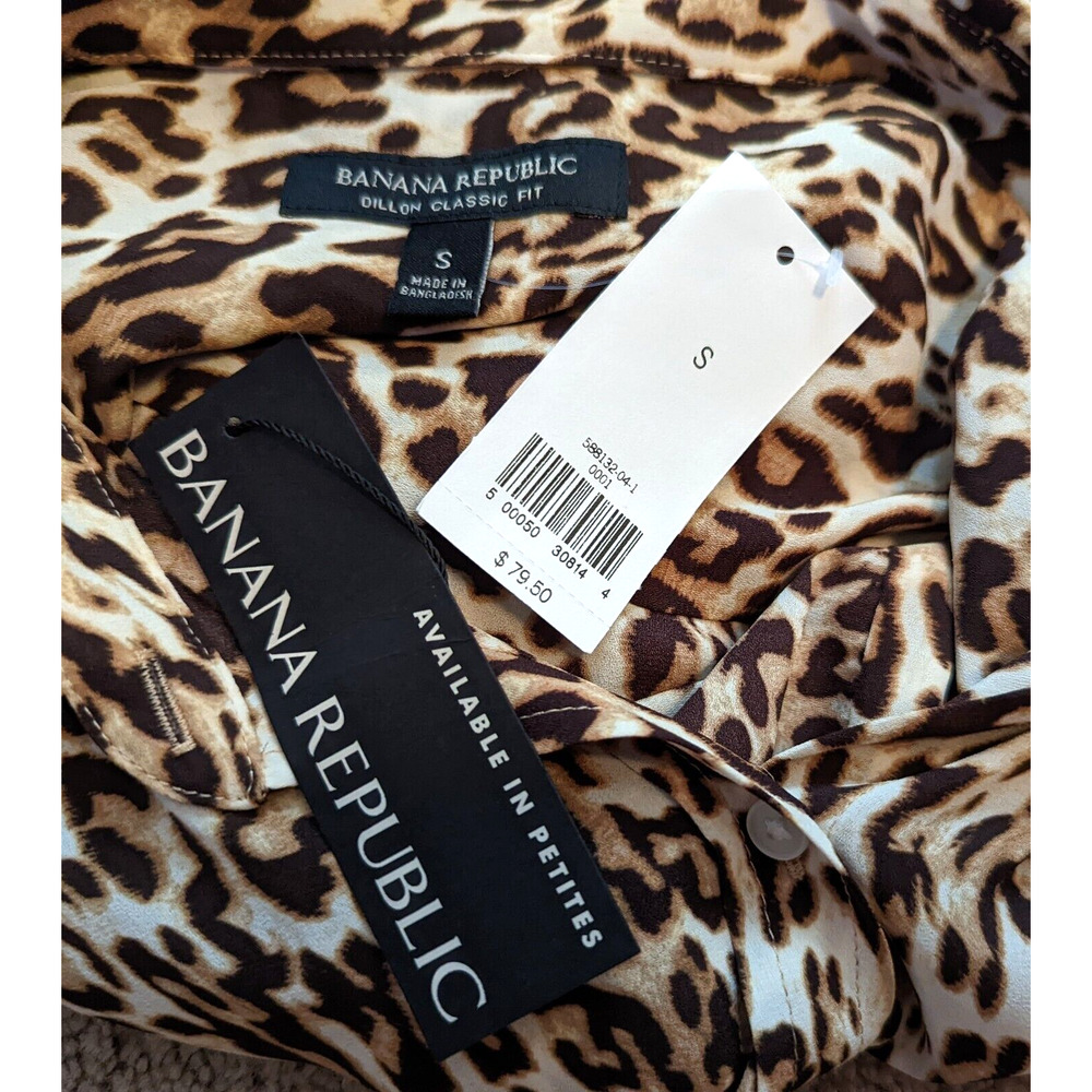 New Banana Republic sz S Dillion Classic Fit Animal Print Shirt buttons ls 3839 - Picture 4 of 4